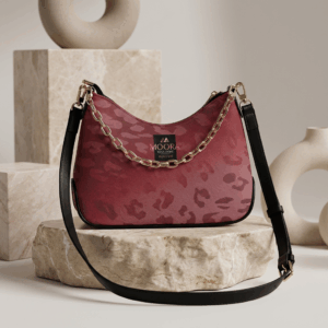 Red Line Cheetah-Lady Twill Faux Leather Chain Shoulder Bag